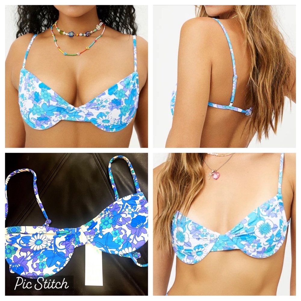 Frankies Bikinis Maggie Underwire Floral Bikini Top - Small - NWT